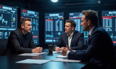 Animateurs sportifs discutant des classements UFC en studio