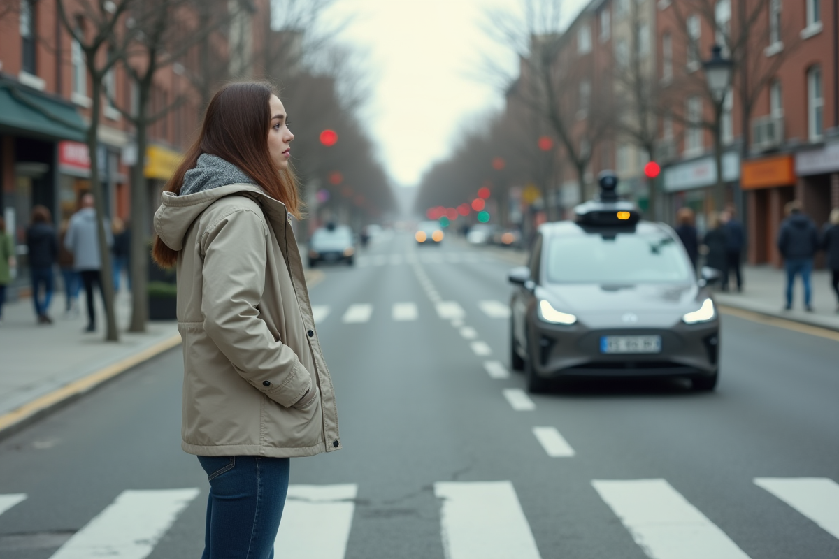 Jeune femme inquiète près d