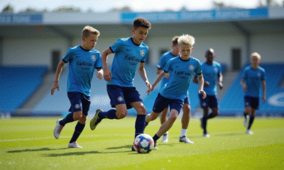 Jeune équipe de football à Dunkerque en entraînement