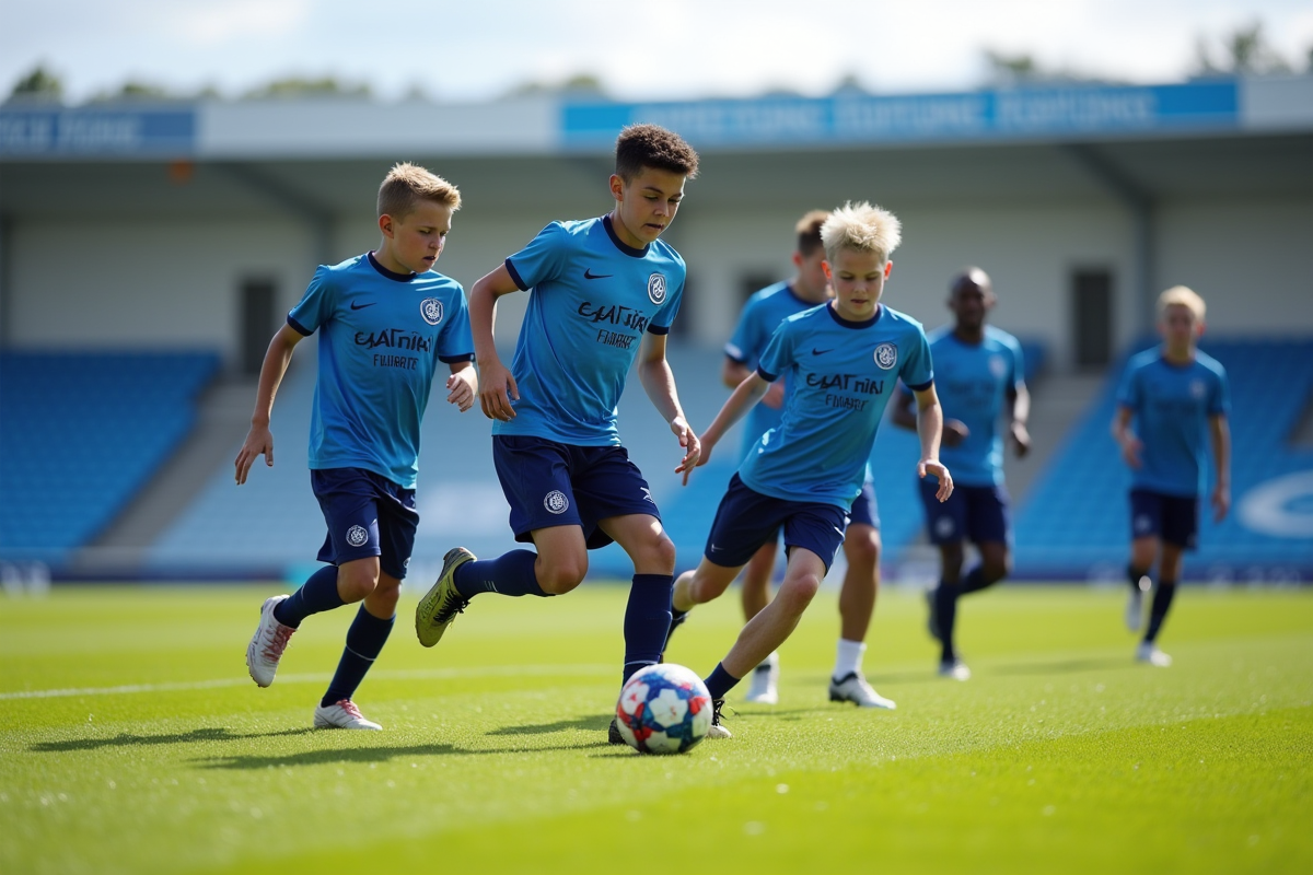 Jeune équipe de football à Dunkerque en entraînement