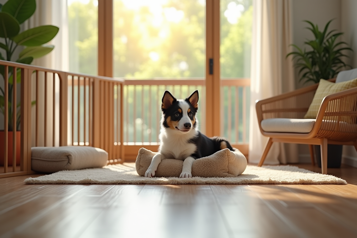 Salon lumineux prêt pour un chiot australien